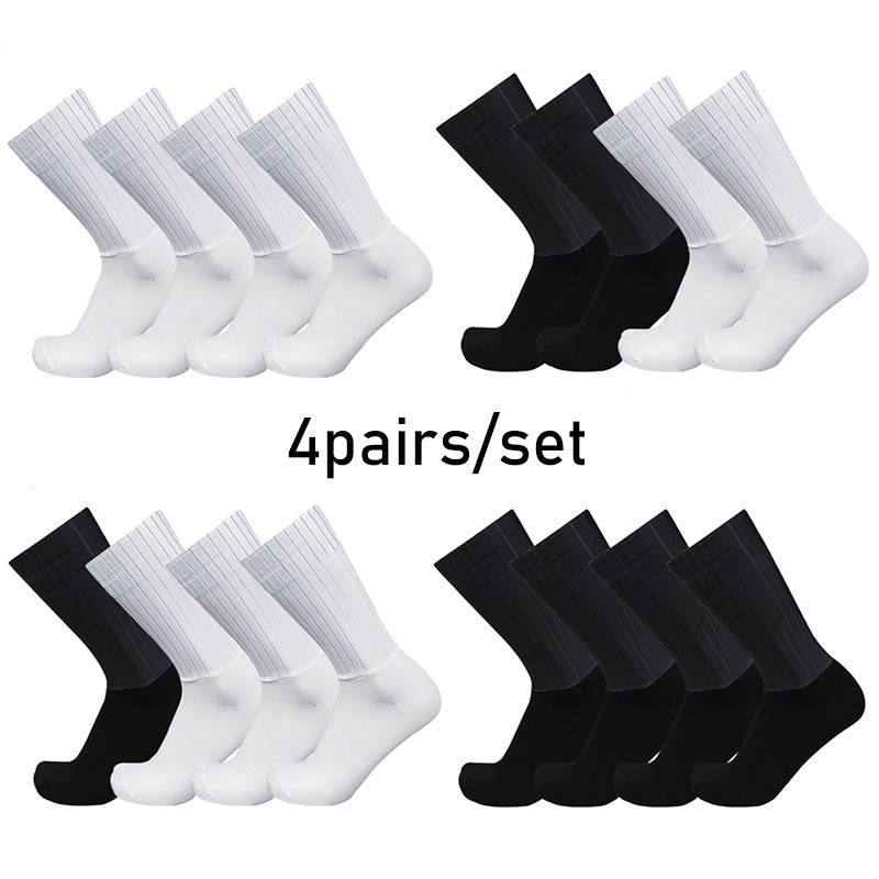 Sock Garter Men - ถุงเท้ากีฬาซิลิโคนสีสันสดใส ปี 2026 4 คู่/ชุด ถุงเท้าปั่นจักรยานแบบ