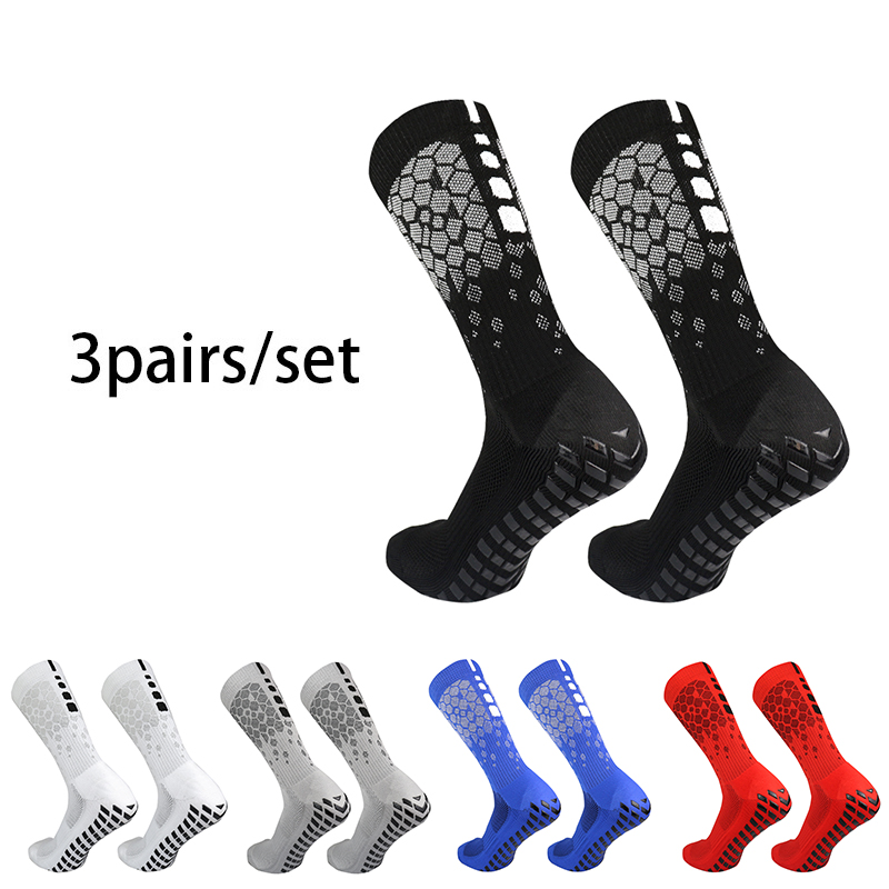 Sock Garter Men - 3 คู่ 2023 ใหม่ผู้ชายผู้หญิงถุงเท้าฟุตบอลกราฟิกรังผึ้งระบายอากาศได้ดีกีฬาลูกศรซิลิโคนกันลื่นถุงเท้าฟุตบอล