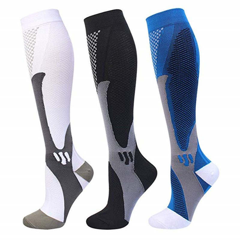 Sock Garter Men - รองเท้าวิ่งผู้ชายผู้หญิงถุงเท้าการบีบอัดสําหรับฟุตบอลป้องกันความเมื่อยล้าบรรเทาอาการปวด 20-30 Mmhg สีดําถุงเท้าการบีบอัด Fit สําหรับกีฬาถุงเท้า
