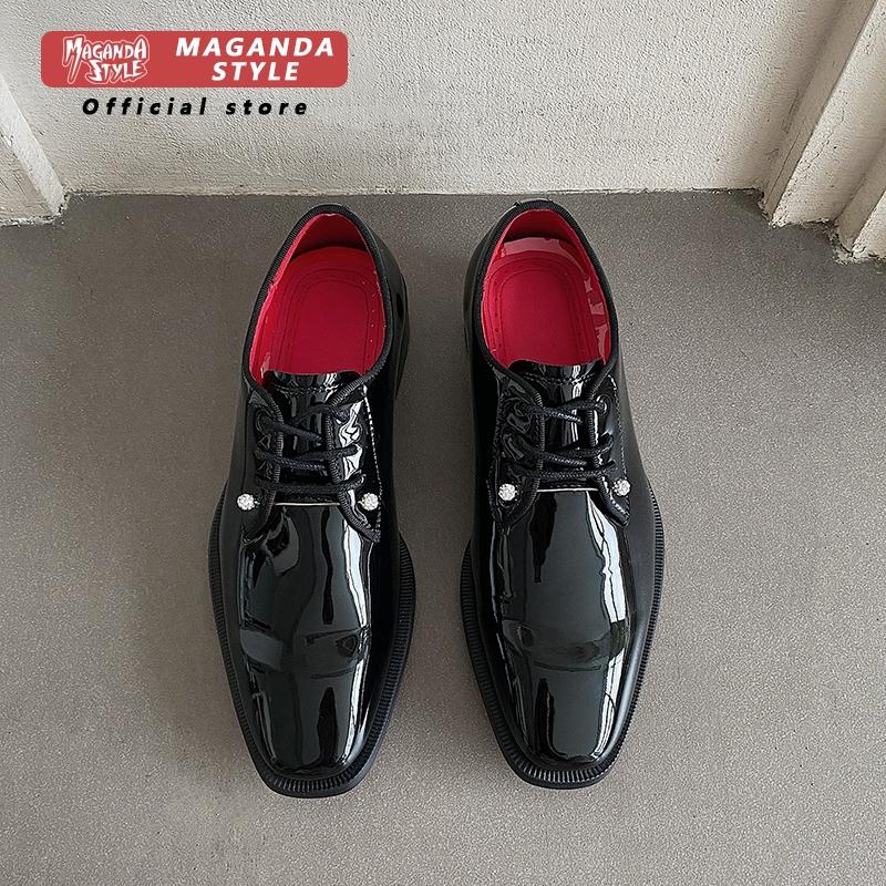 Formal Men Daily Wear Shoes - รองเท้าหนังเดอร์บี้แบบใหม่สำหรับผู้ชาย สวมใส่ในโอกาสทางการ พื้นรองเท้าสีแดง แบบผูกเชือก เหมาะสำหรับทำงาน เดินทาง
