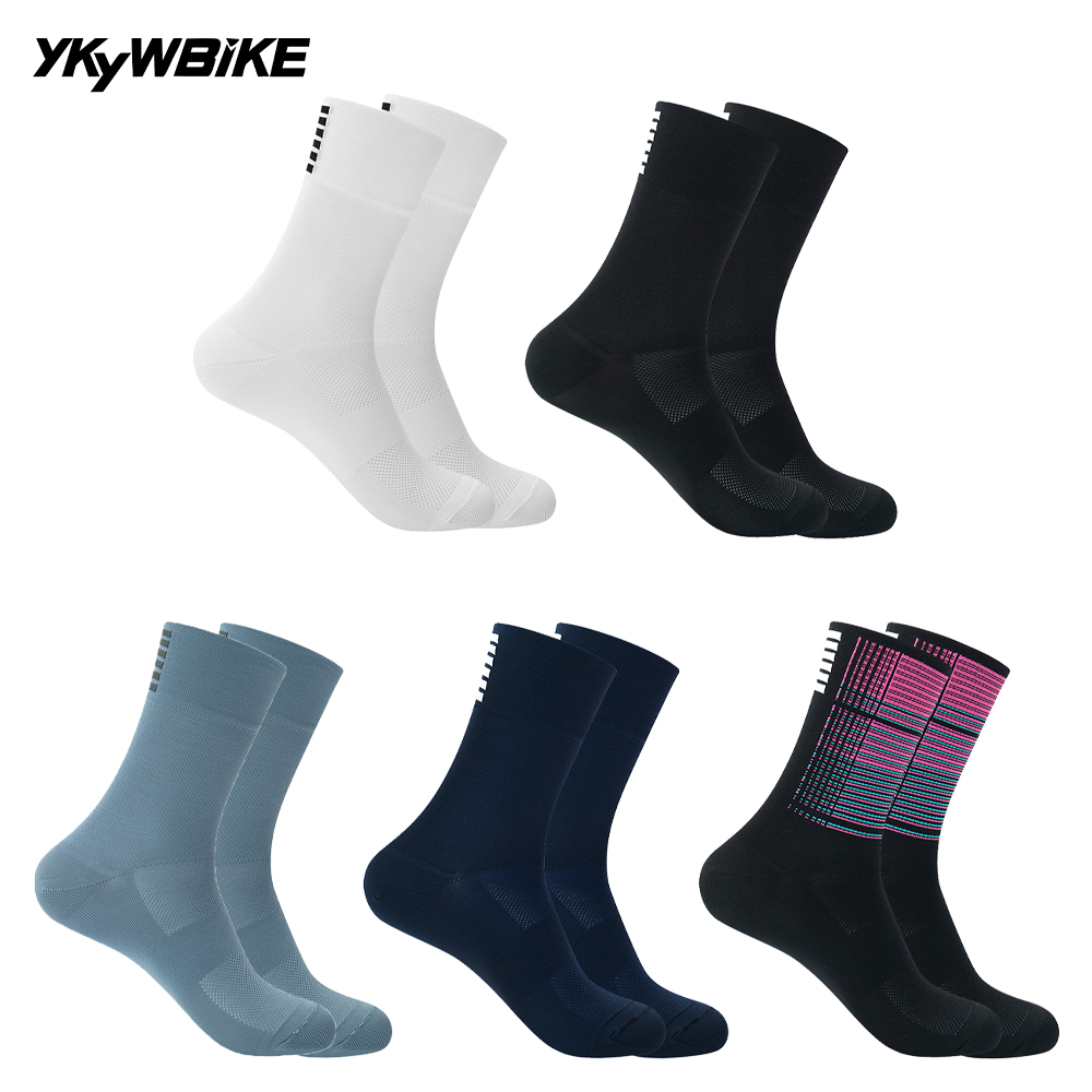 Sock Garter Men - YKYWBIKE กีฬาแข่งขันถุงเท้าปั่นจักรยานแบรนด์มืออาชีพถุงเท้ากีฬาระบายอากาศได้ดีถุงเท้าจักรยานถนนผู้ชายและผู้หญิงกลางแจ้ง 9 สี