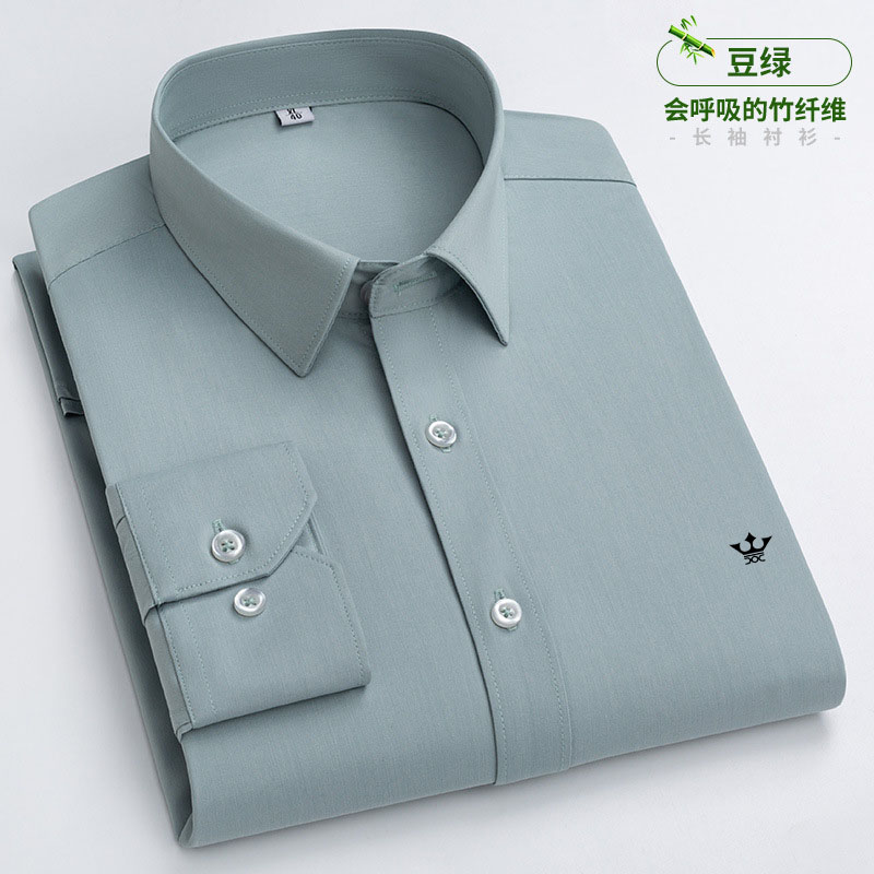 Men Formal Office Wear Shirts - เสื้อเชิ้ตแฟชั่นใหม่ปี 2026 ไม่ต้องรีด ไม่ยับ คลาสสิก สีพื้น