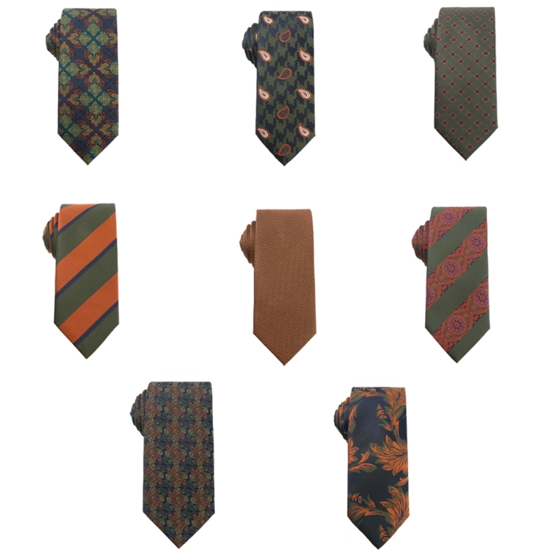 Men Formal Wear With Tie - บุรุษสตรีวินเทจดอกไม้ลายคอผูกแปลกสีเขียวสีส้มสีโพลีเอสเตอร์ผ้าไหมเนคไทสำหรับสวมใส่อย่างเป็นทางการธุรกิจ