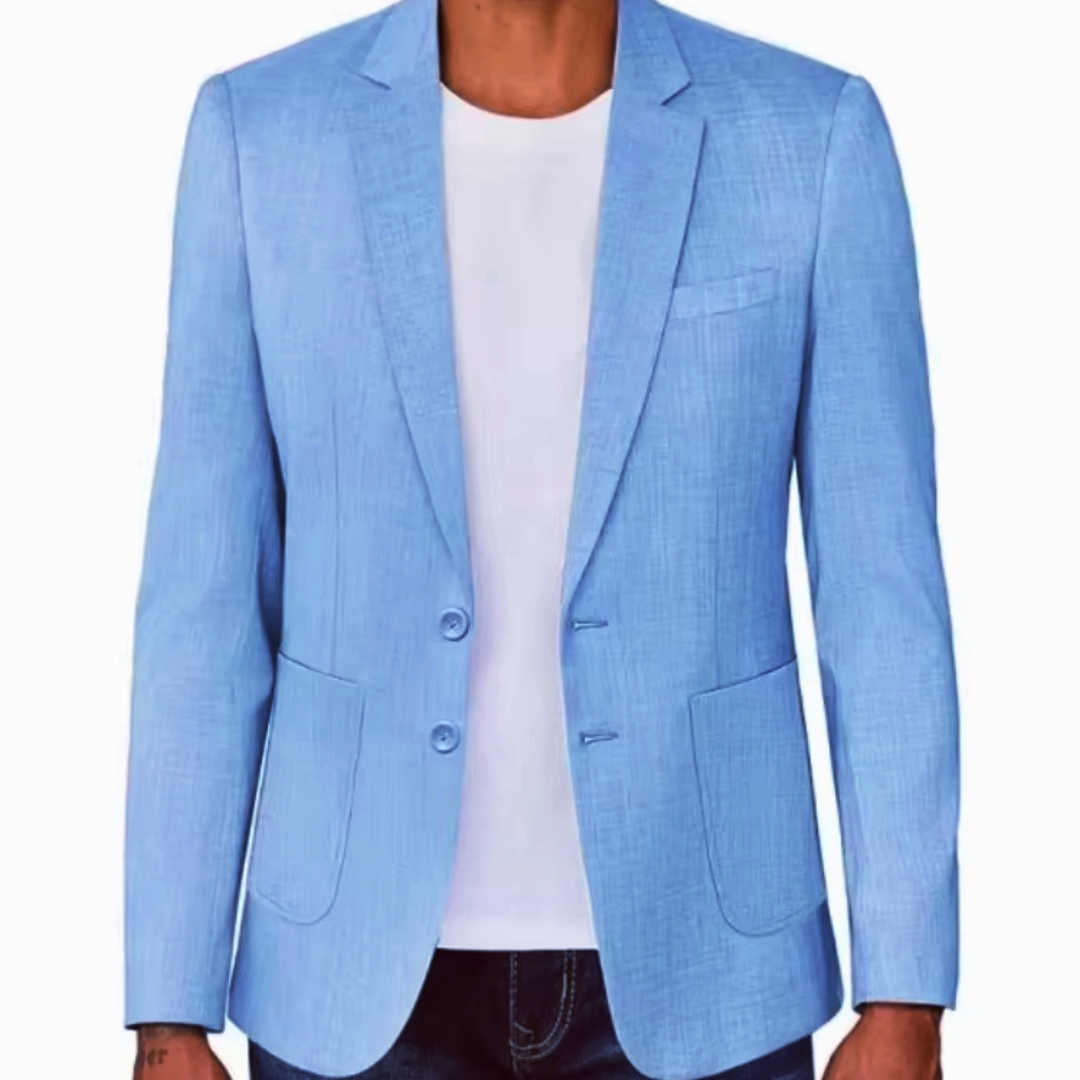 Men Linen Formal Wear - เสื้อเบลเซอร์ผ้าลินินสีเบจ/น้ำเงินทรงเข้ารูปสำหรับผู้ชาย สไตล์ลำลอง เหมาะสำหรับงานปาร์ตี้ งานพรอม เสื้อโค้ทดีไซน์เนอร์ สำหรับฤดูใบไม้ผลิและฤดูร้อน
