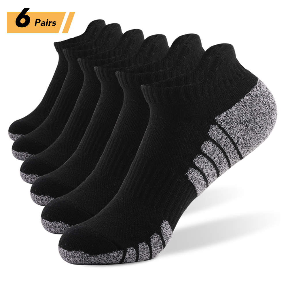 Sock Garter Men - 6/12 คู่กีฬาถุงเท้าข้อเท้ากีฬา Low-Cut ถุงเท้าหนาถักถุงเท้าออกกําลังกายกลางแจ้ง Breathable Quick