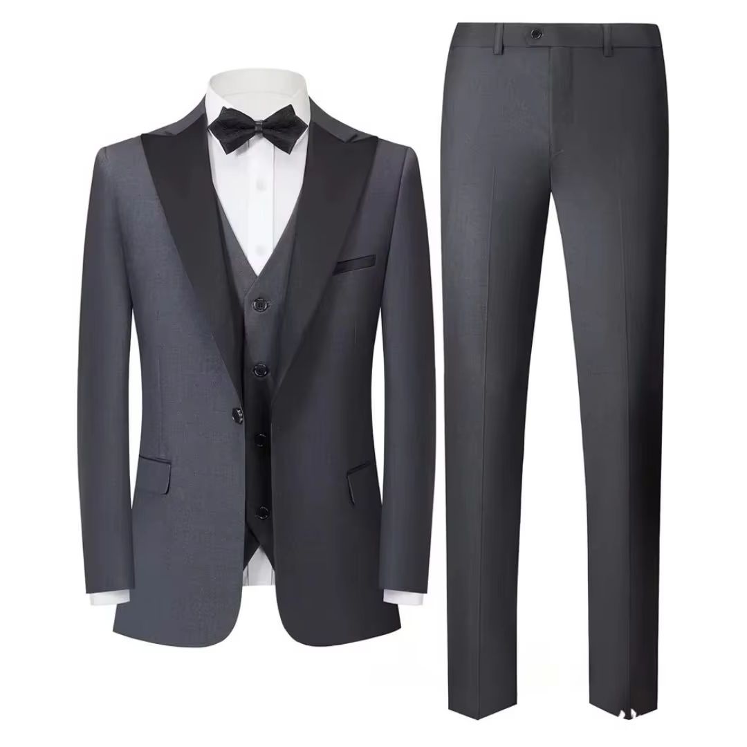 Men'S Formal Wear Not Suit - ชุดทักซิโด้ผู้ชาย 3 ชิ้น สีพื้น พร้อมเสื้อเบลเซอร์ปกแหลม เสื้อกั๊ก