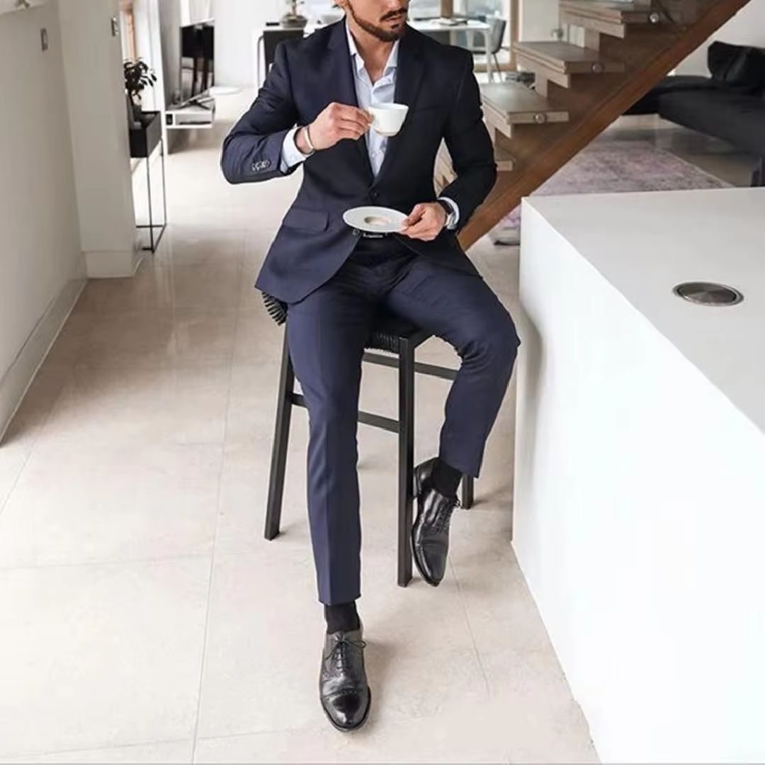 Men'S Formal Wear Not Suit - ชุดทักซิโด้ผู้ชายสีน้ำเงินกรมท่า 2 ชิ้น สำหรับเพื่อนเจ้าบ่าวและเจ้าบ่าว งานแต่งงาน งานเลี้ยงอาหารค่ำ