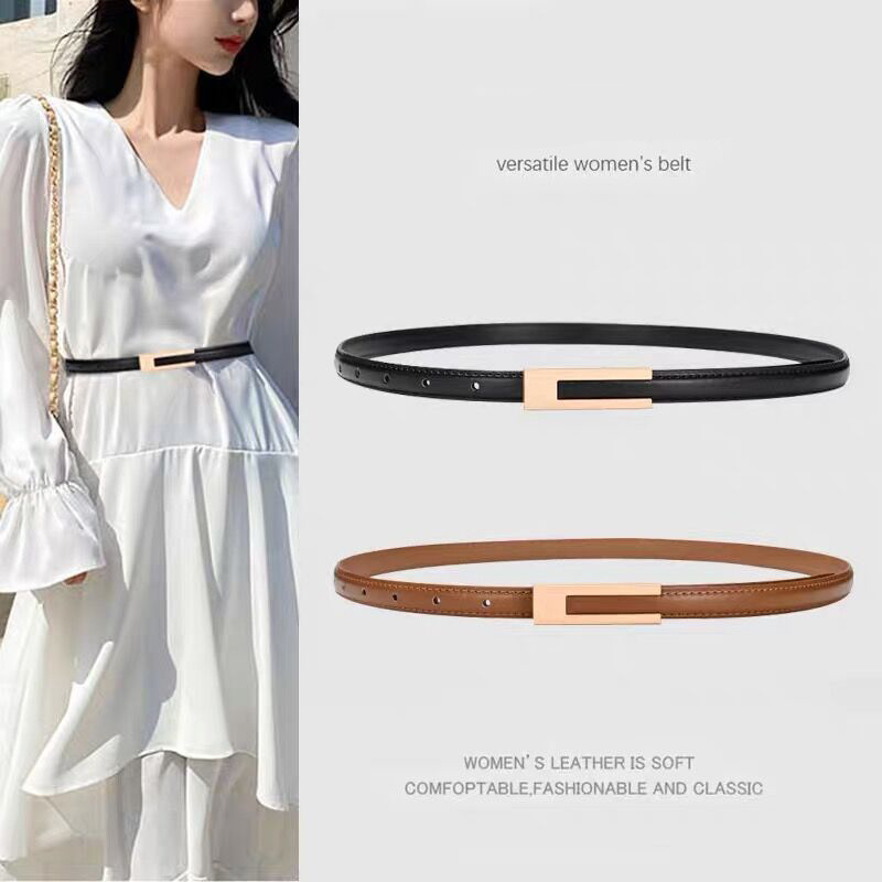 Men'S Formal Wear Belt - เข็มขัดหนังแท้สำหรับผู้หญิง สายคาดเอวหนังวัวแฟชั่น พร้อมหัวเข็มขัดเรียบหรู ใช้ได้หลากหลายสำหรับตกแต่งชุดลำลองและชุดทางการ