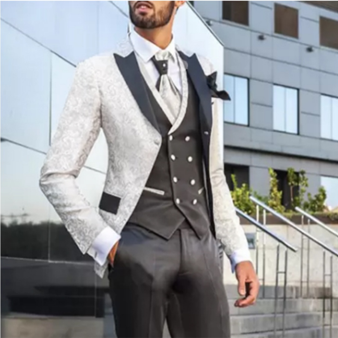 Men'S Formal Wear Not Suit - ชุดสูทผู้ชายสั่งตัดคุณภาพสูง ชุดเจ้าบ่าว ชุดทักซิโด้สำหรับงานแต่งงาน ชุดสามชิ้น (เสื้อแจ็คเก็ต+เสื้อกั๊ก+กางเกง) ชุดสูททางการสำหรับงานพรอม