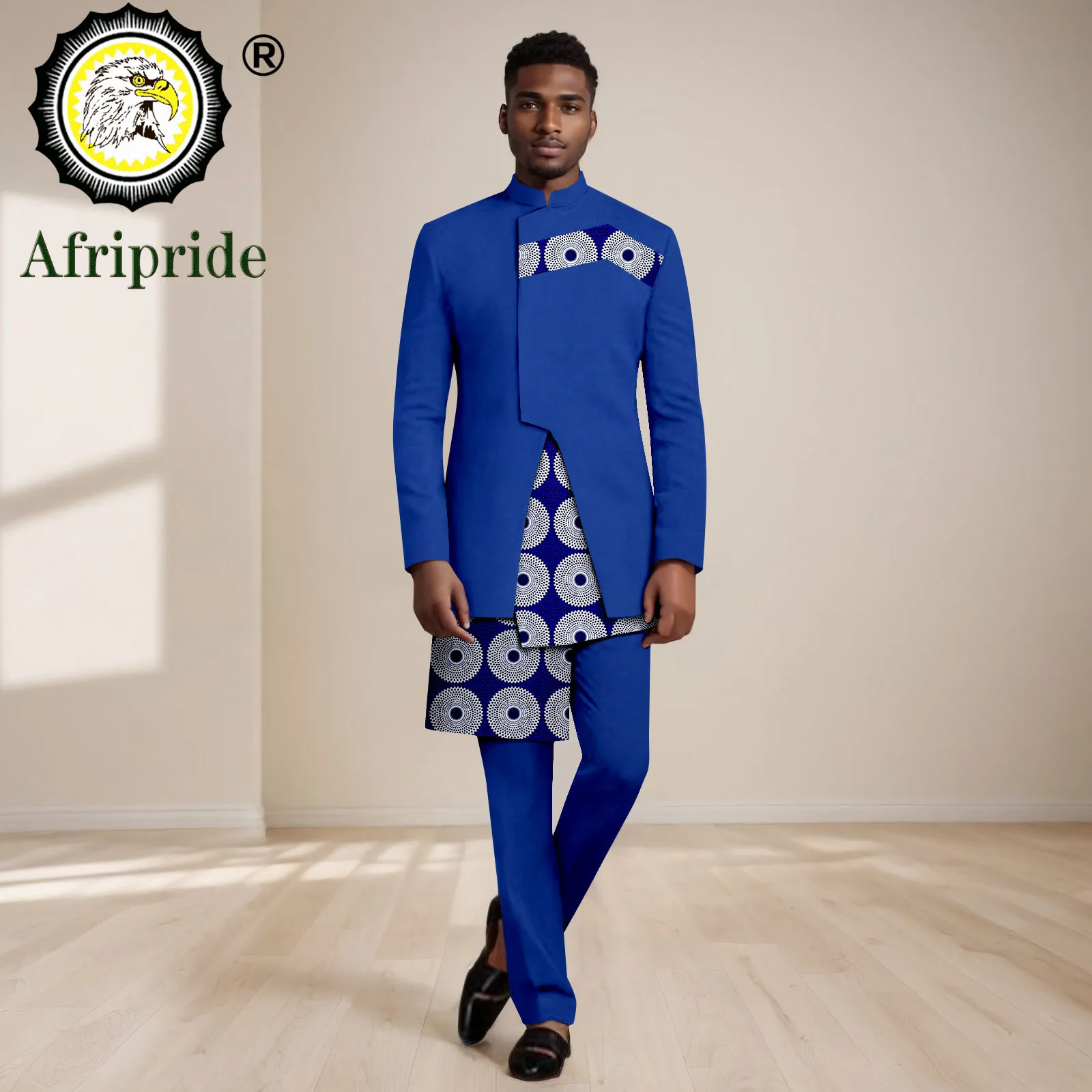 Men Formal Wear Outfits - 2416048เสื้อสูททรงสลิมฟิตสำหรับผู้ชายเสื้อสูทพิมพ์ลายแขนยาวทรงสลิมฟิตชุด2ชิ้นสไตล์ดาชิกิชุดสูทแนวธุรกิจ