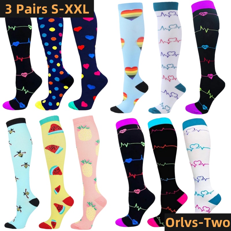 Sock Garter Men - S-XXL 3 คู่จัดส่งฟรีพยาบาลถุงเท้าการบีบอัดเส้นเลือดขอดผู้หญิงผู้ชายถุงเท้า 20-30 MmHg อาการบวมน้ําเบาหวานวิ่งกีฬาถุงเท้า