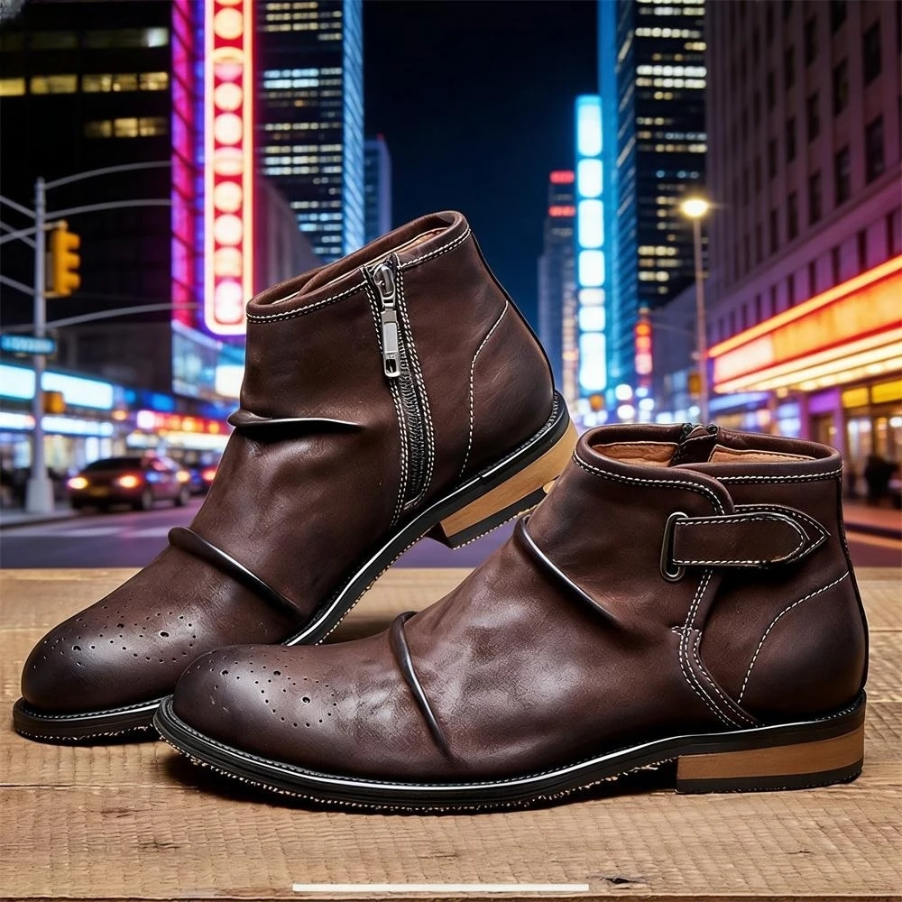 รองเท้าบูทหุ้มข้อแบบ Brogue สำ - Formal Men Daily Wear Footwear บทวิจารณ์และราคา