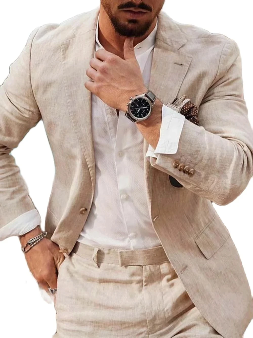 ชุดสูทผ้าลินินสำหรับธุรกิจชายห - Men Linen Formal Wear บทวิจารณ์และราคา