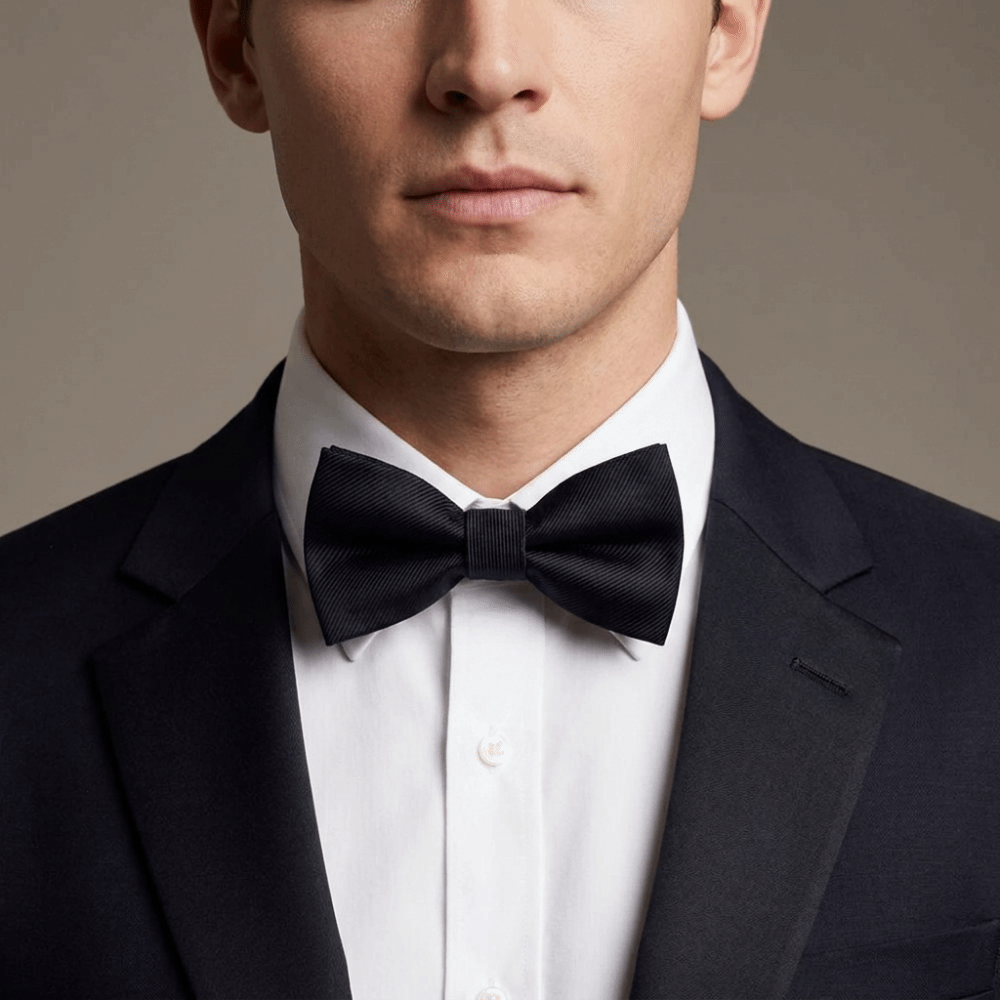 เนคไทแฟชั่นสีพื้นแบบผูกโบว์ ผ้ - Men Formal Wear With Tie บทวิจารณ์และราคา