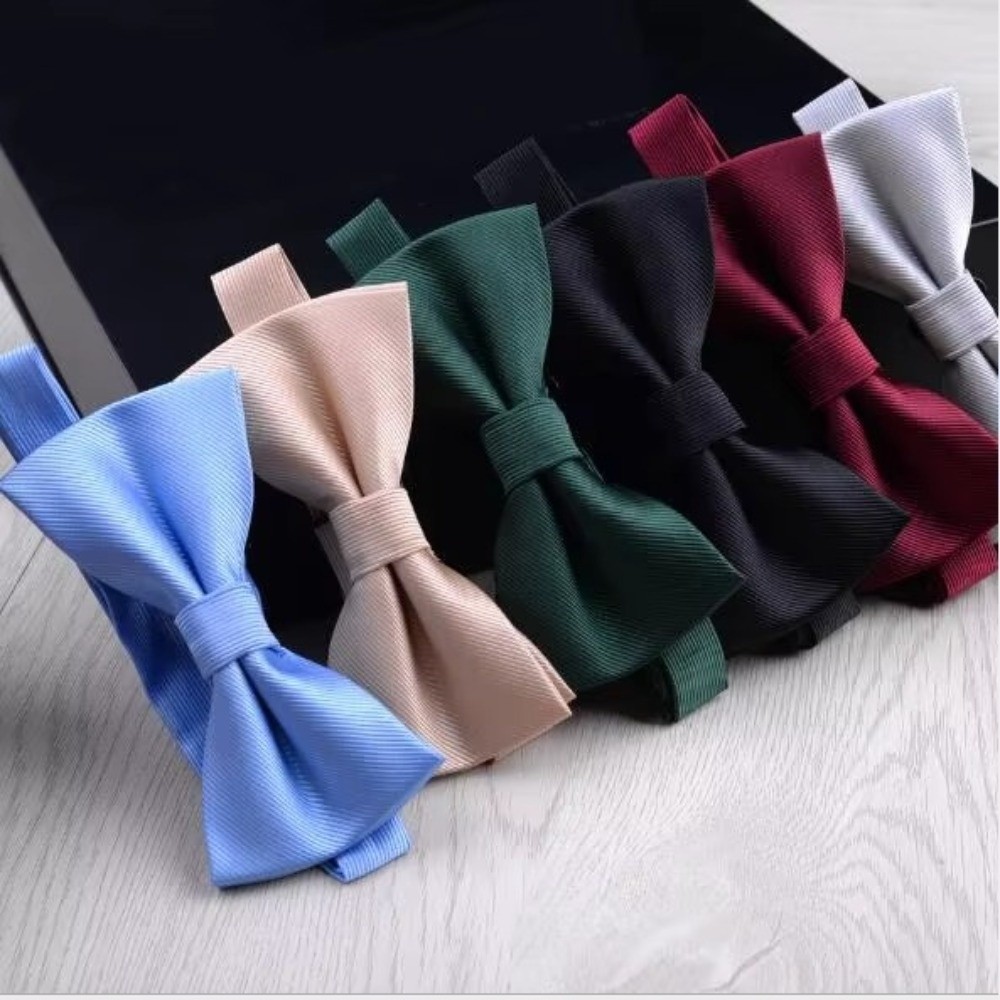 เนคไทแฟชั่นสีพื้นแบบผูกโบว์ ผ้ - Men Formal Wear With Tie บทวิจารณ์และราคา