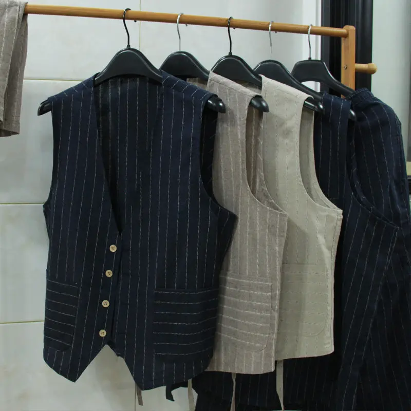 เสื้อกั๊กผ้าลินินสไตล์ลำลองแบบ - Men Linen Formal Wear บทวิจารณ์และราคา
