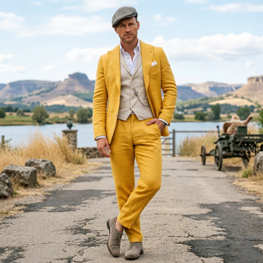 ชุดสูทผ้าลินินสีเขียวเซจสำหรับ - Men Linen Formal Wear บทวิจารณ์และราคา