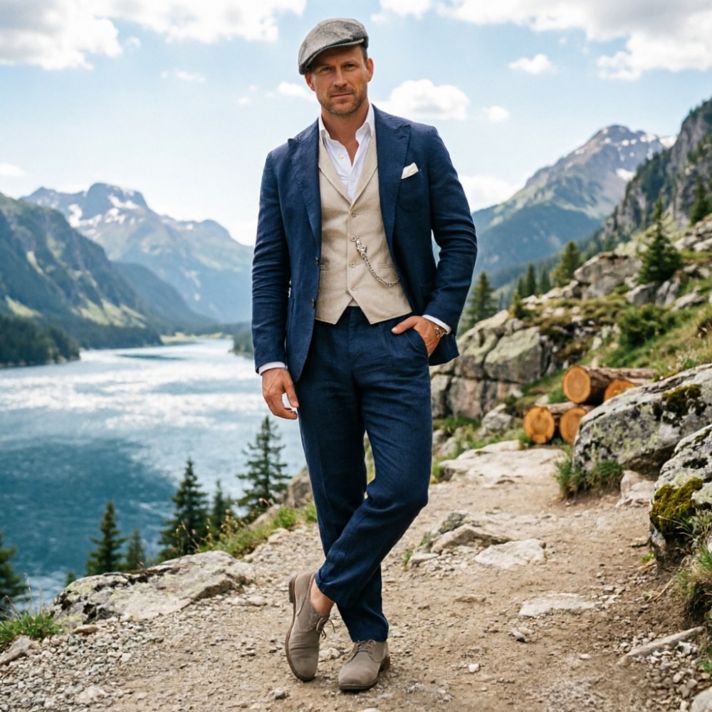 ชุดสูทผ้าลินินสีเขียวเซจสำหรับ - Men Linen Formal Wear บทวิจารณ์และราคา