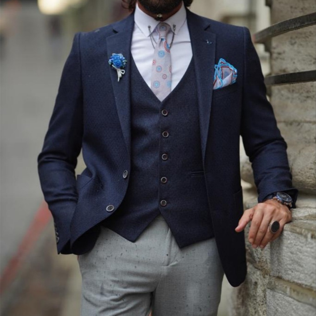 ชุดสูทผู้ชายสุดหรู สีน้ำเงินกร - Men'S Formal Wear Not Suit บทวิจารณ์และราคา