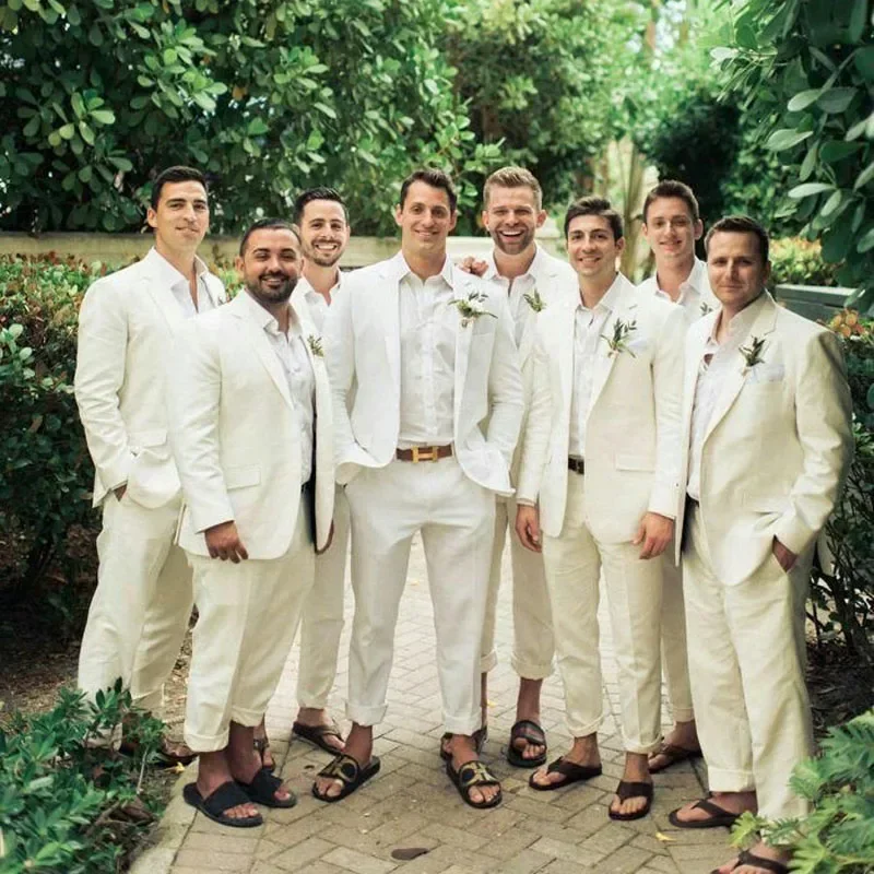 ผ้าลินินงานแต่งงาน Tuxedo สําห - Men Linen Formal Wear บทวิจารณ์และราคา