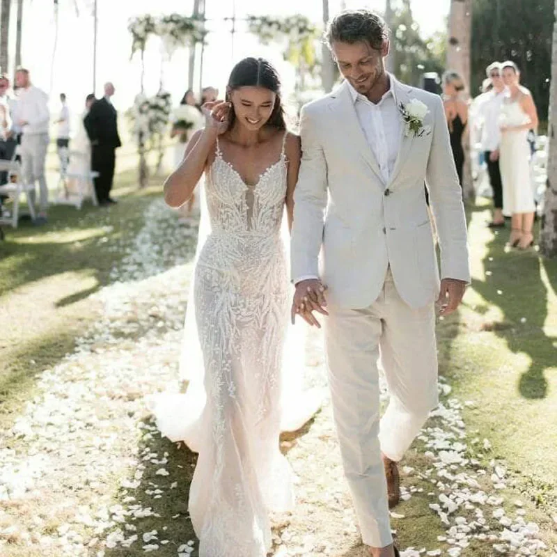 ผ้าลินินงานแต่งงาน Tuxedo สําห - Men Linen Formal Wear บทวิจารณ์และราคา