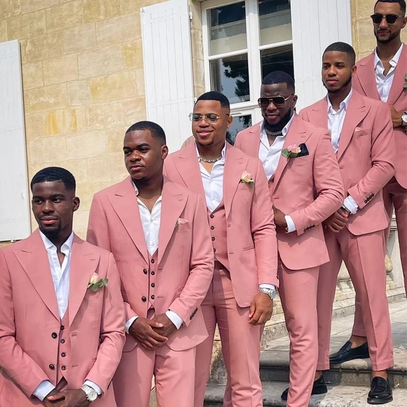 สีชมพูชุดสูทผู้ชายเจ้าบ่าวงานแ - Men Formal Wear Pink บทวิจารณ์และราคา