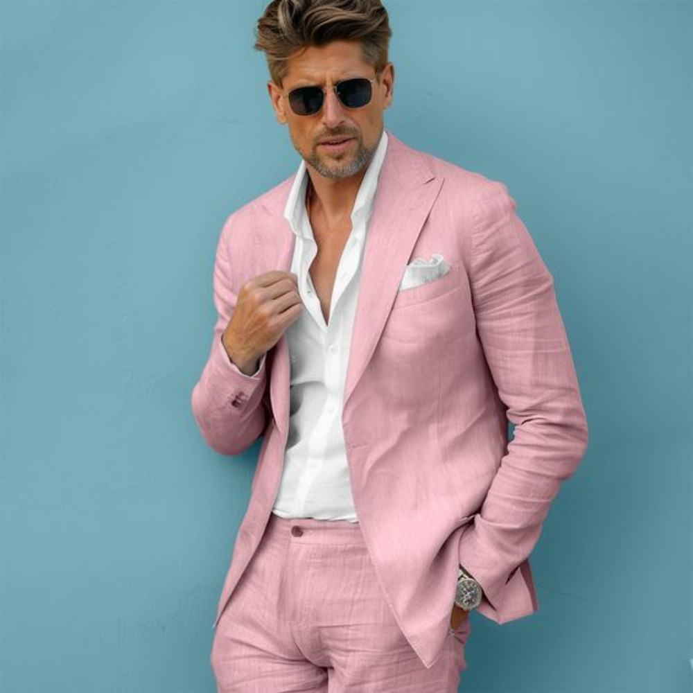 ชุดสูทผู้ชายผ้าลินินทรงสลิมฟิต - Men Linen Formal Wear บทวิจารณ์และราคา