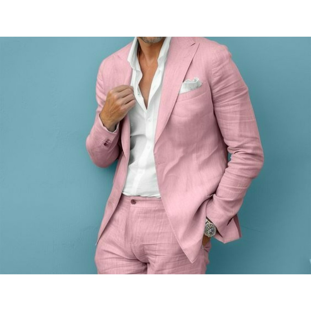 ชุดสูทผู้ชายผ้าลินินทรงสลิมฟิต - Men Linen Formal Wear บทวิจารณ์และราคา