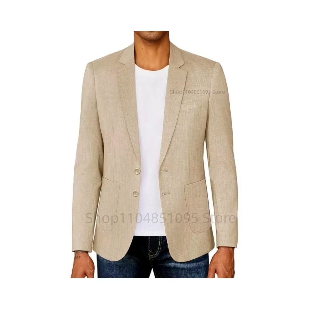 เสื้อเบลเซอร์ผ้าลินินสีเบจ/น้ำ - Men Linen Formal Wear บทวิจารณ์และราคา