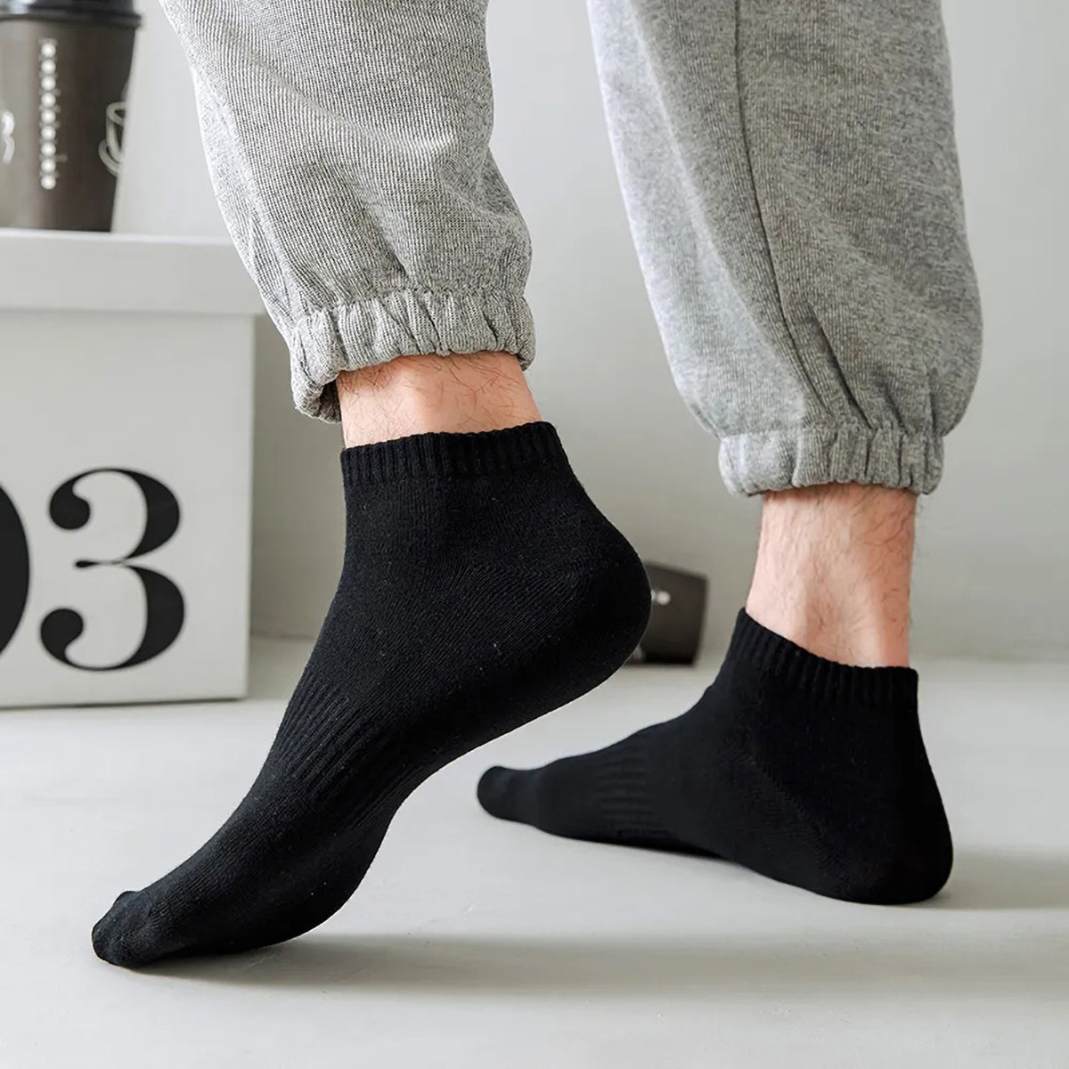 1/5 คู่ Unisex สีขาวและสีดําบา - Sock Garter Men บทวิจารณ์และราคา