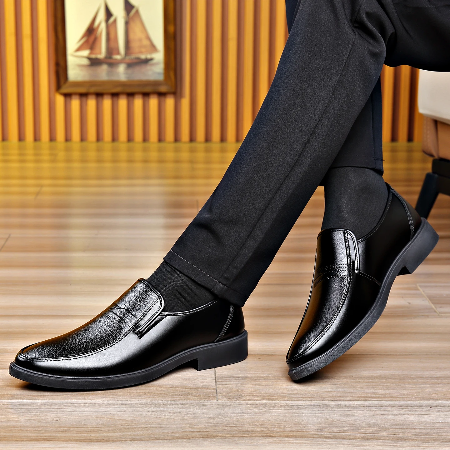 รองเท้าหนังผู้ชายแบบสวมสำหรับธ - Formal Men Daily Wear Shoes บทวิจารณ์และราคา