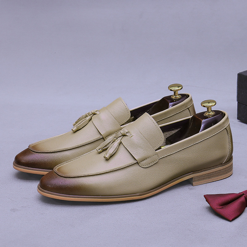 รองเท้าหนังแท้ผู้ชายแบบมีพู่ห้ - Formal Men Daily Wear Shoes บทวิจารณ์และราคา