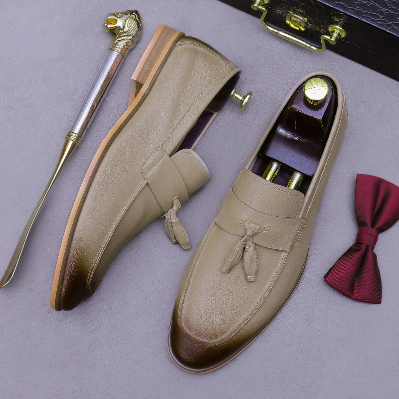 รองเท้าหนังแท้ผู้ชายแบบมีพู่ห้ - Formal Men Daily Wear Shoes บทวิจารณ์และราคา