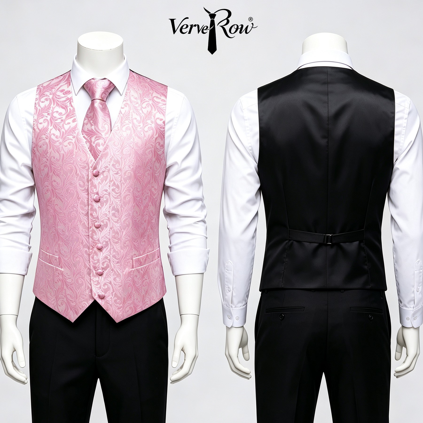 เนคไทสีชมพูสำหรับผู้ชาย ผ้าเช็ - Men Formal Wear With Tie บทวิจารณ์และราคา