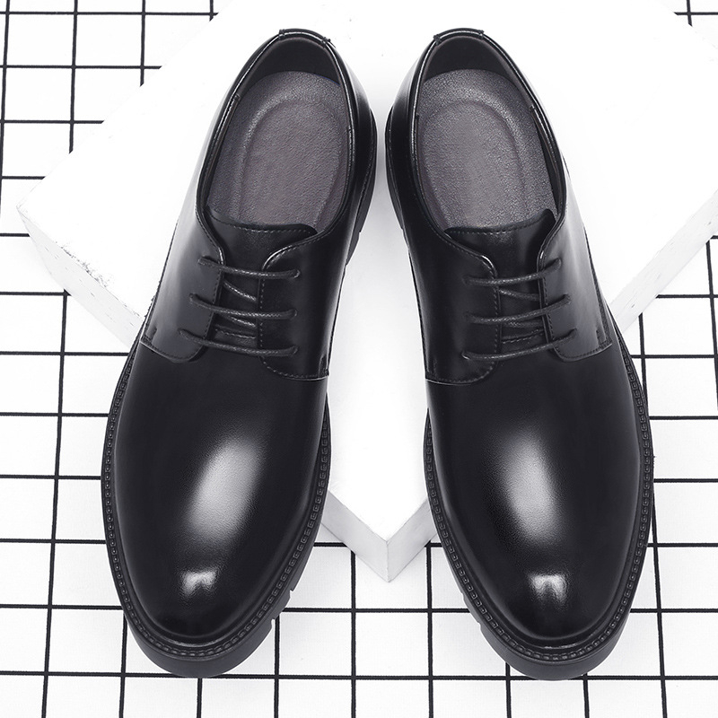 รองเท้าหนังสีดำแบบผูกเชือกสำหร - Formal Men Daily Wear Shoes บทวิจารณ์และราคา