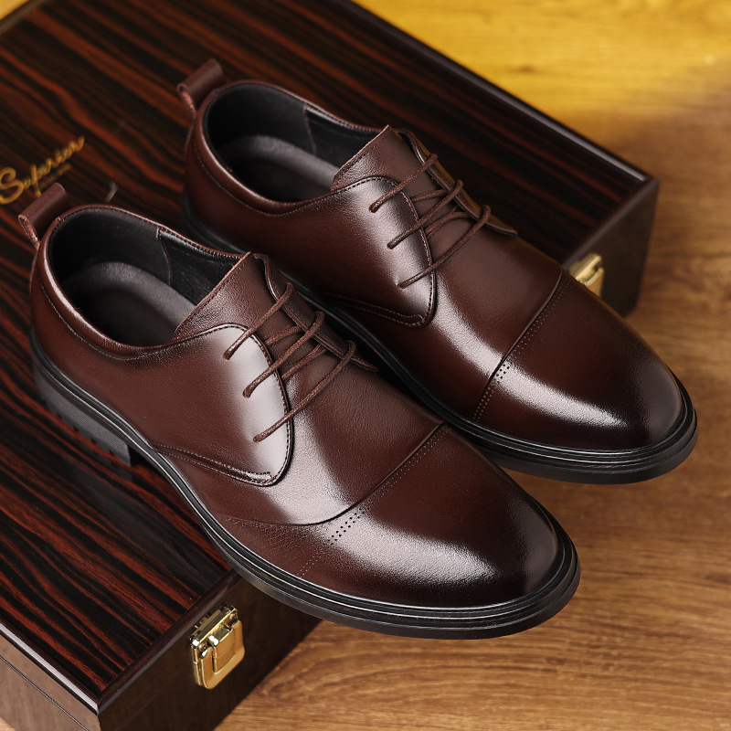 รองเท้าหนังแท้สีดำสำหรับผู้ชาย - Formal Men Daily Wear Shoes บทวิจารณ์และราคา