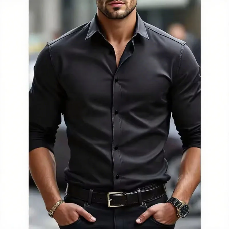 เสื้อเชิ้ตผู้ชายสีขาวล้วนแบบให - Men Formal Office Wear Shirts บทวิจารณ์และราคา