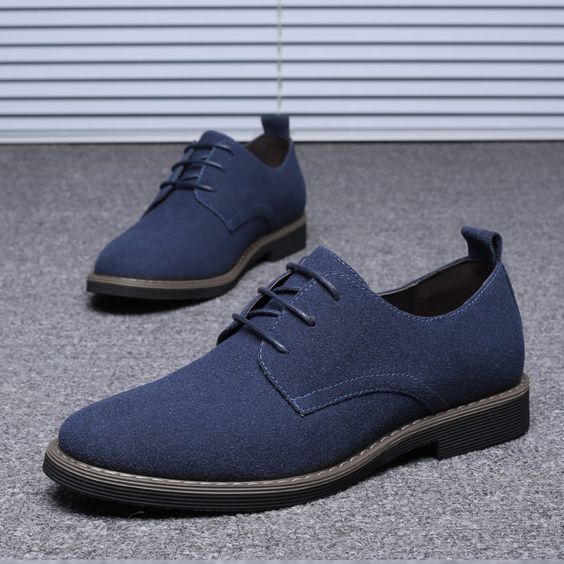 รองเท้าหนังกลับสีน้ำเงินกรมท่า - Formal Men Daily Wear Shoes บทวิจารณ์และราคา