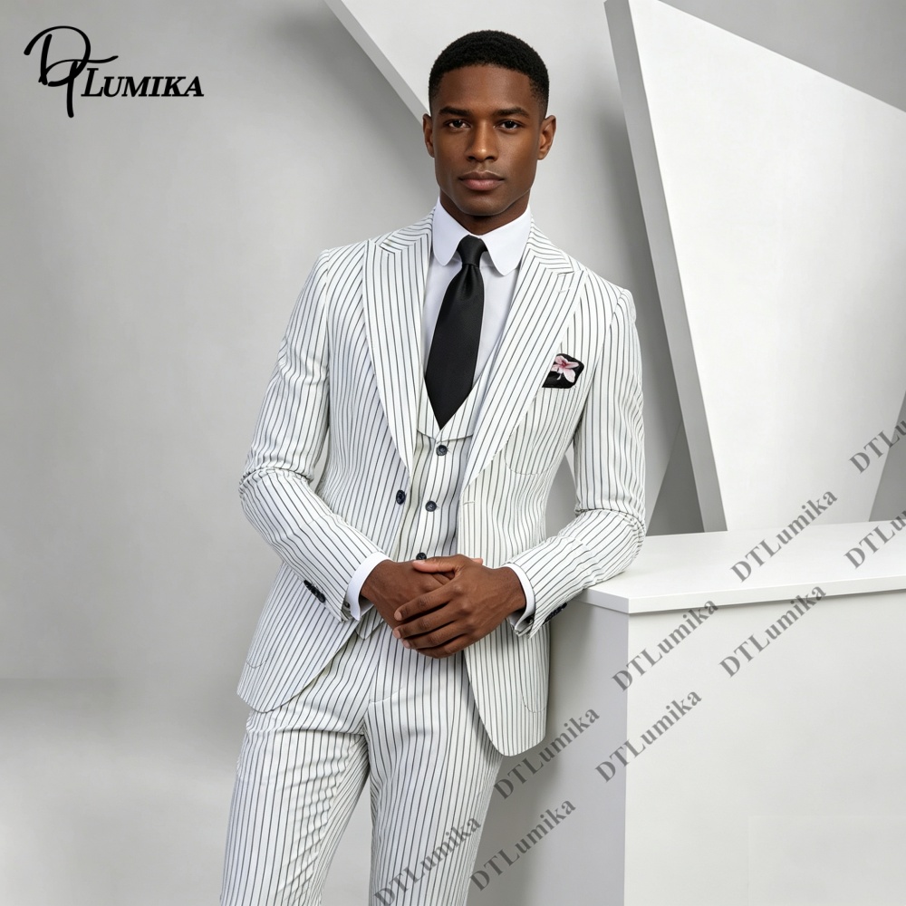 ชุดสูทผู้ชายลายทางคลาสสิก 3 ชิ - Men Formal Wear Outfits บทวิจารณ์และราคา