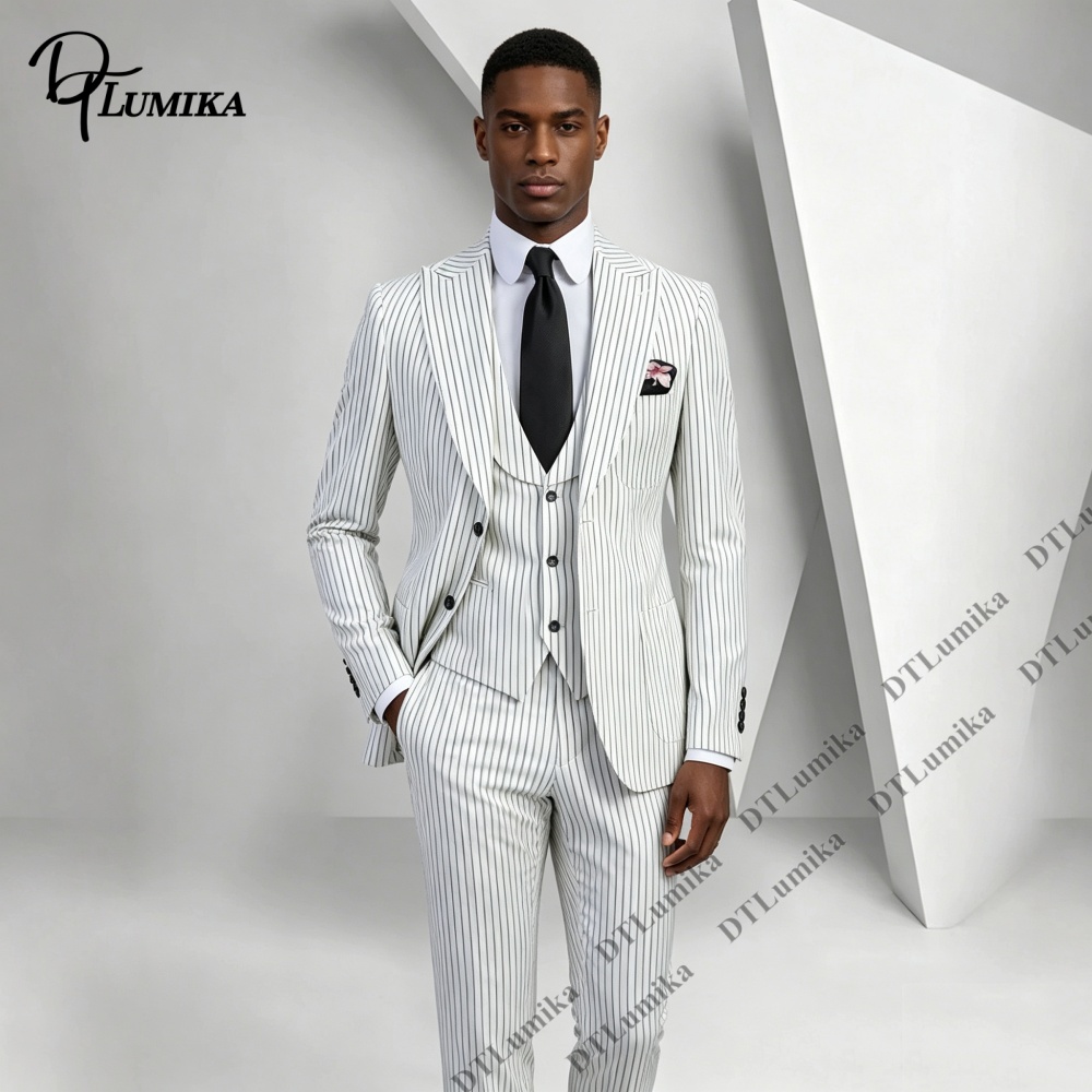 ชุดสูทผู้ชายลายทางคลาสสิก 3 ชิ - Men Formal Wear Outfits บทวิจารณ์และราคา