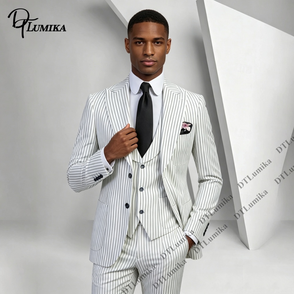 ชุดสูทผู้ชายลายทางคลาสสิก 3 ชิ - Men Formal Wear Outfits บทวิจารณ์และราคา