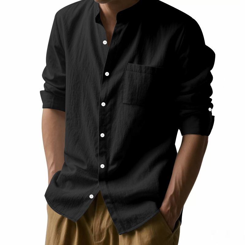 เสื้อเชิ้ตผ้าลินินผู้ชาย คอตั้ - Men Linen Formal Wear บทวิจารณ์และราคา