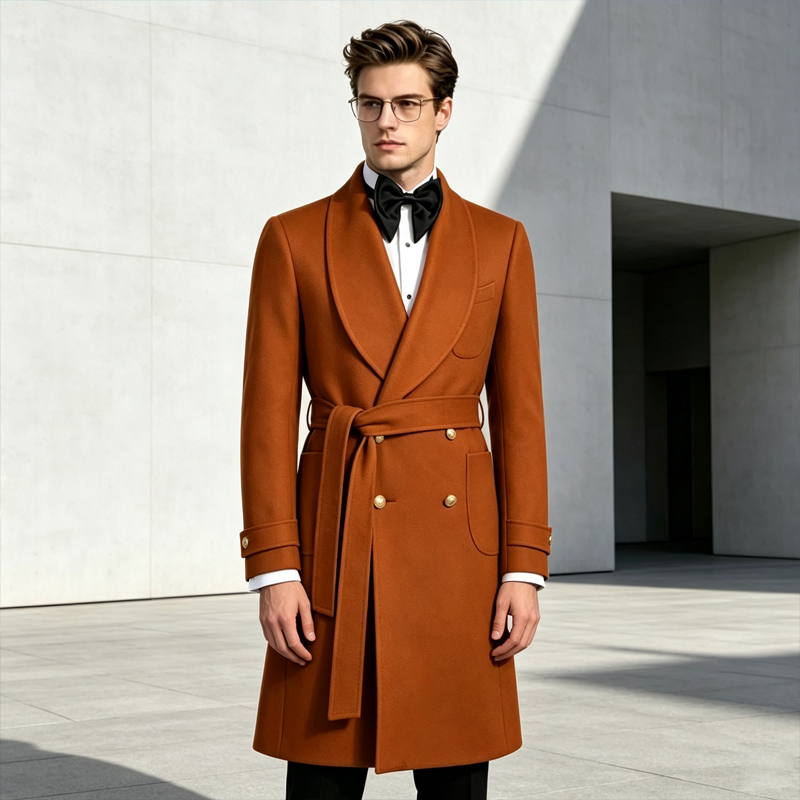 เสื้อโค้ทผู้ชายหรูหรา ผ้าผสมขน - Men'S Formal Wear Belt บทวิจารณ์และราคา