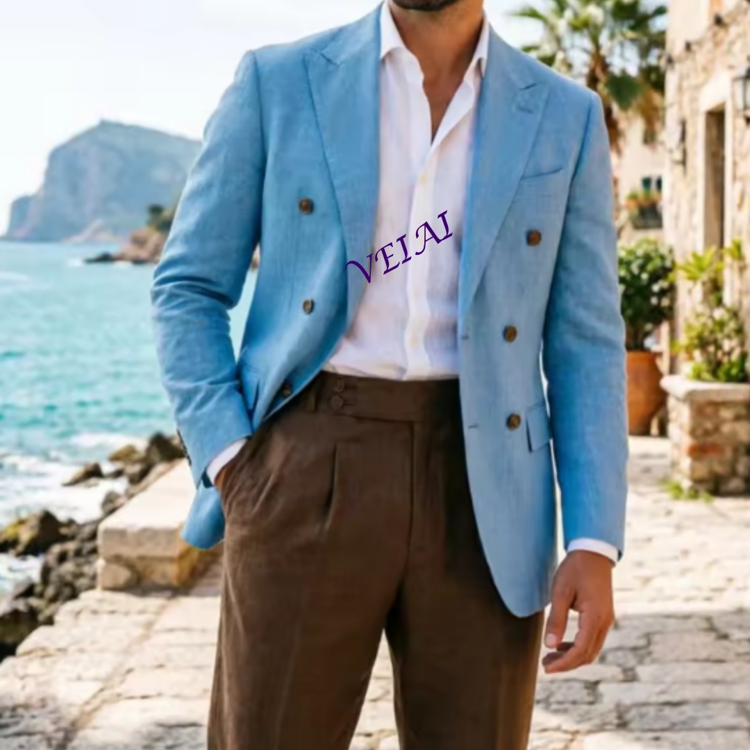 ชุดสูทผู้ชายผ้าลินินสีเบจแบบสอ - Men Linen Formal Wear บทวิจารณ์และราคา